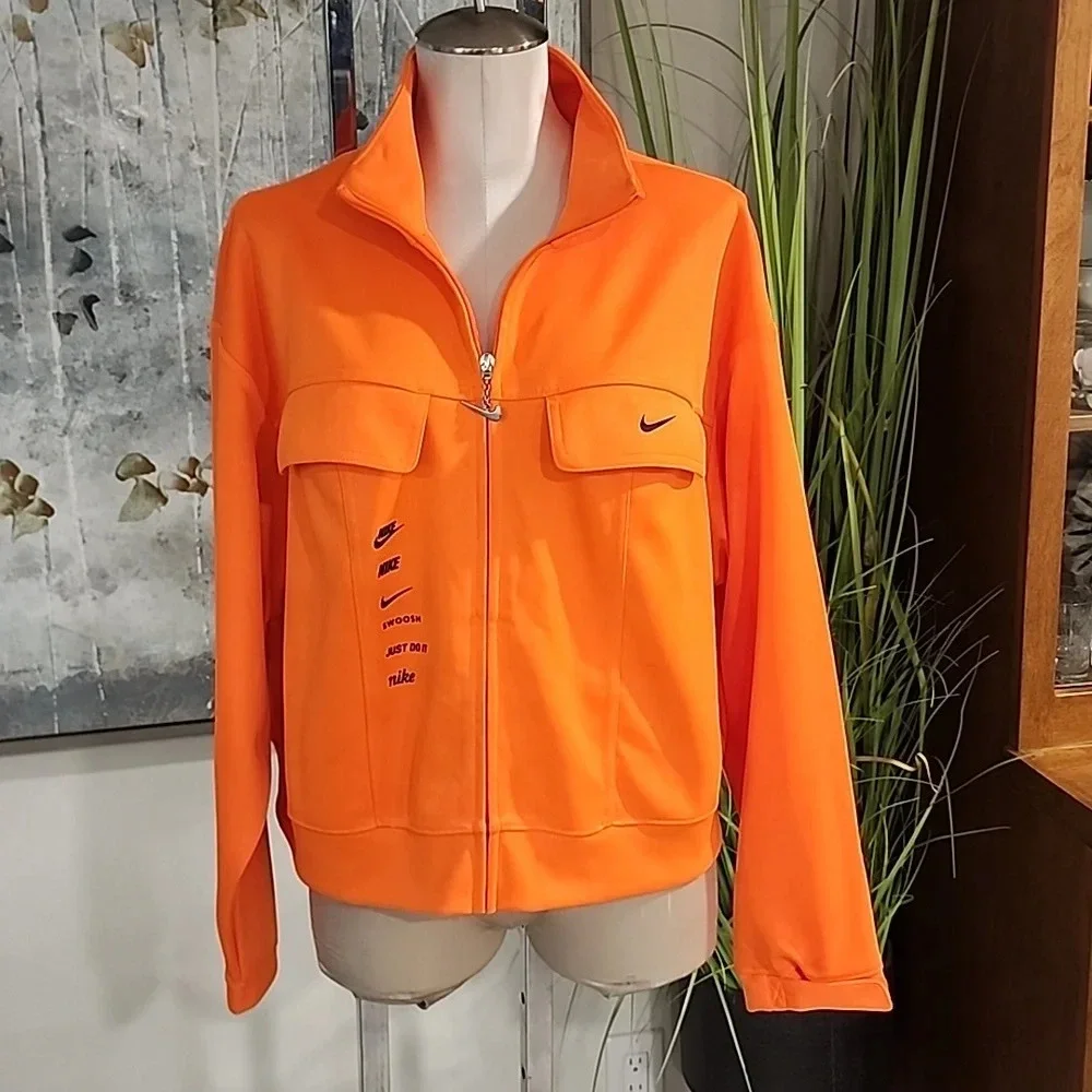 Nike Neon Orange Polyknit Swoosh Jacket Size Large - Picture 2 of 11